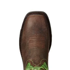 Ariat® Men's WorkHog Wide Square Toe Brown & Green Work Boots 10020083 -Ariat Boot Shop 10020083 toe