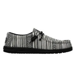 Hey Dude Men's Wally Serape Gravel Black Slip On Shoes 40017-0YB -Ariat Boot Shop 40017 0YB WALLY SERAPE BLACK GRAVEL LEFT 111