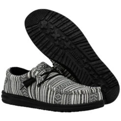 Hey Dude Men's Wally Serape Gravel Black Slip On Shoes 40017-0YB -Ariat Boot Shop 40017 0YB WALLY SERAPE BLACK GRAVEL LEFT 311