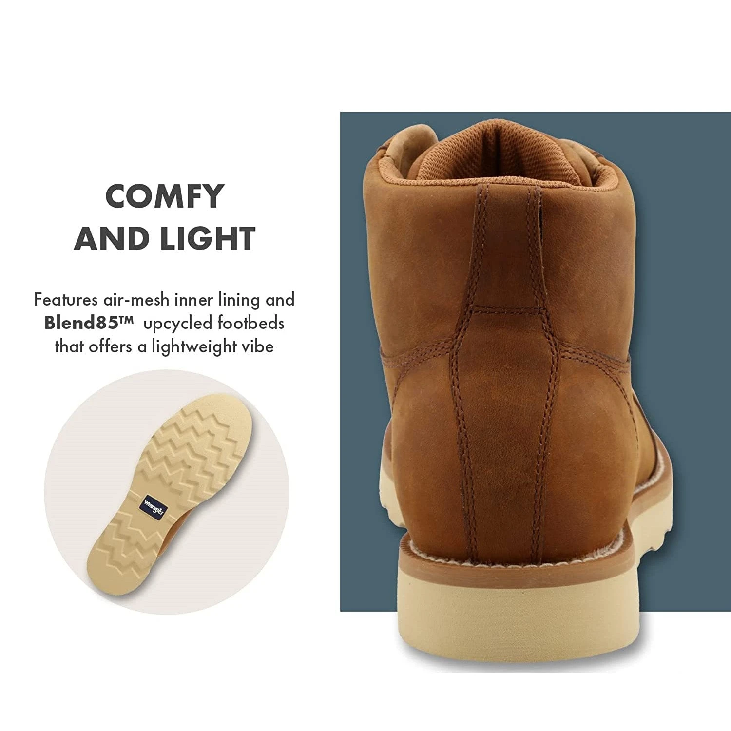 Wrangler Men's 6" Lace-Up Rugged Brown Wedge Work Boots KMQ0004 3 Wrangler Men's 6" Lace-Up Rugged Brown Wedge Work Boots KMQ0004 - Image 3