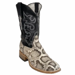 Cowtown Men's Natural Reticulas Python Square Toe Boots Q809
