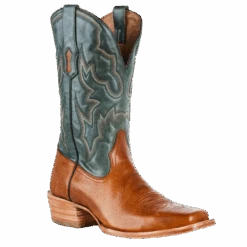 Corral Boots CorralĀ® Men's Embroidered Honey Brown & Green Square Toe Boots A4224