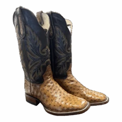 Hondo Men's Cognac Full Quill GenuineBlack Western Boots 1804