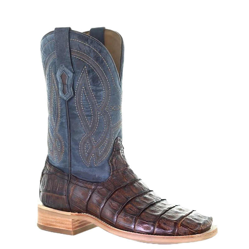 Corral Boots Corral Men's Caiman Embroidered Brown & Blue Western Boots A4057 1 Corral Boots Corral Men's Caiman Embroidered Brown & Blue Western Boots A4057