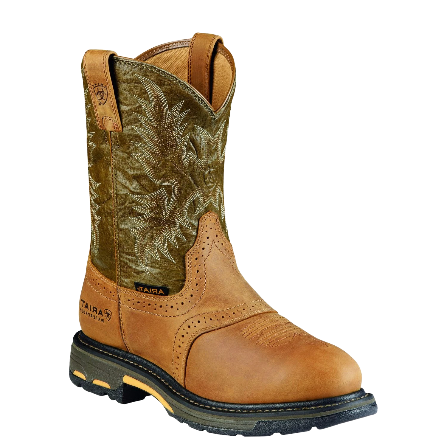Ariat Men's WorkHog Pull-On H2O Boots Aged Bark Army Green 10008633 1 Ariat Men's WorkHog Pull-On H2O Boots Aged Bark Army Green 10008633