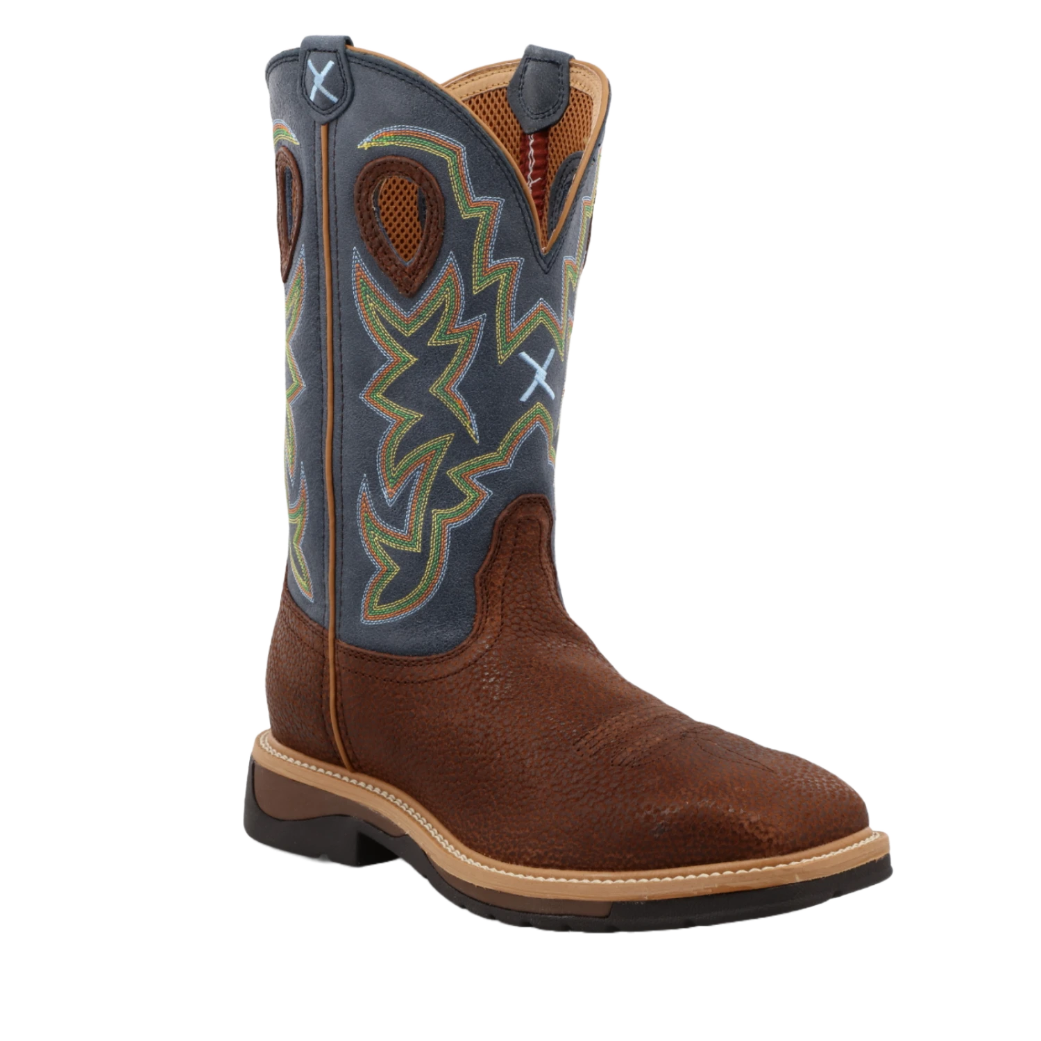 Twisted X® Men's Peanut Distressed & Navy Western Work Boots MLCW016 1 Twisted X® Men's Peanut Distressed & Navy Western Work Boots MLCW016