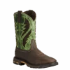 Ariat® Men's WorkHog Wide Square Toe Brown & Green Work Boots 10020083