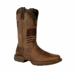 Durango Men's Rebel Brown Distressed Flag Square Toe Boot DDB0314