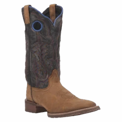 Laredo Men's Isaac Distressed Black & Tan Wide Square Toe Boots 7963