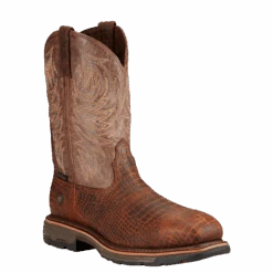 Ariat® Men's WorkHog Brown Croco Print Composite Toe Boots 10017416