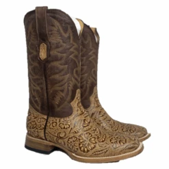 Cowtown® Men's Oryx Hand Floral Tooled Brown Square Toe Boots Q6152 -Ariat Boot Shop Q6152