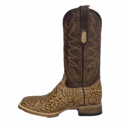 Cowtown® Men's Oryx Hand Floral Tooled Brown Square Toe Boots Q6152 -Ariat Boot Shop Q6152 4