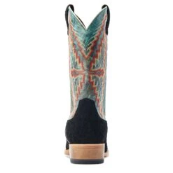 Ariat® Men's Futurity Showman Black Roughout & Roaring Turquoise Western Boots 10044498 -Ariat Boot Shop S23 MNS WEST 10044498 heel