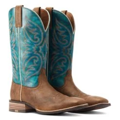 Ariat Men's Ricochet Lightweight Tan & Teal Western Boot 10044568 -Ariat Boot Shop S23 MNS WEST 10044568 pair